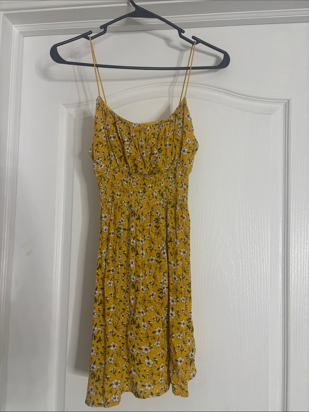 Women's Yellow Floral Spaghetti-Strap Dress